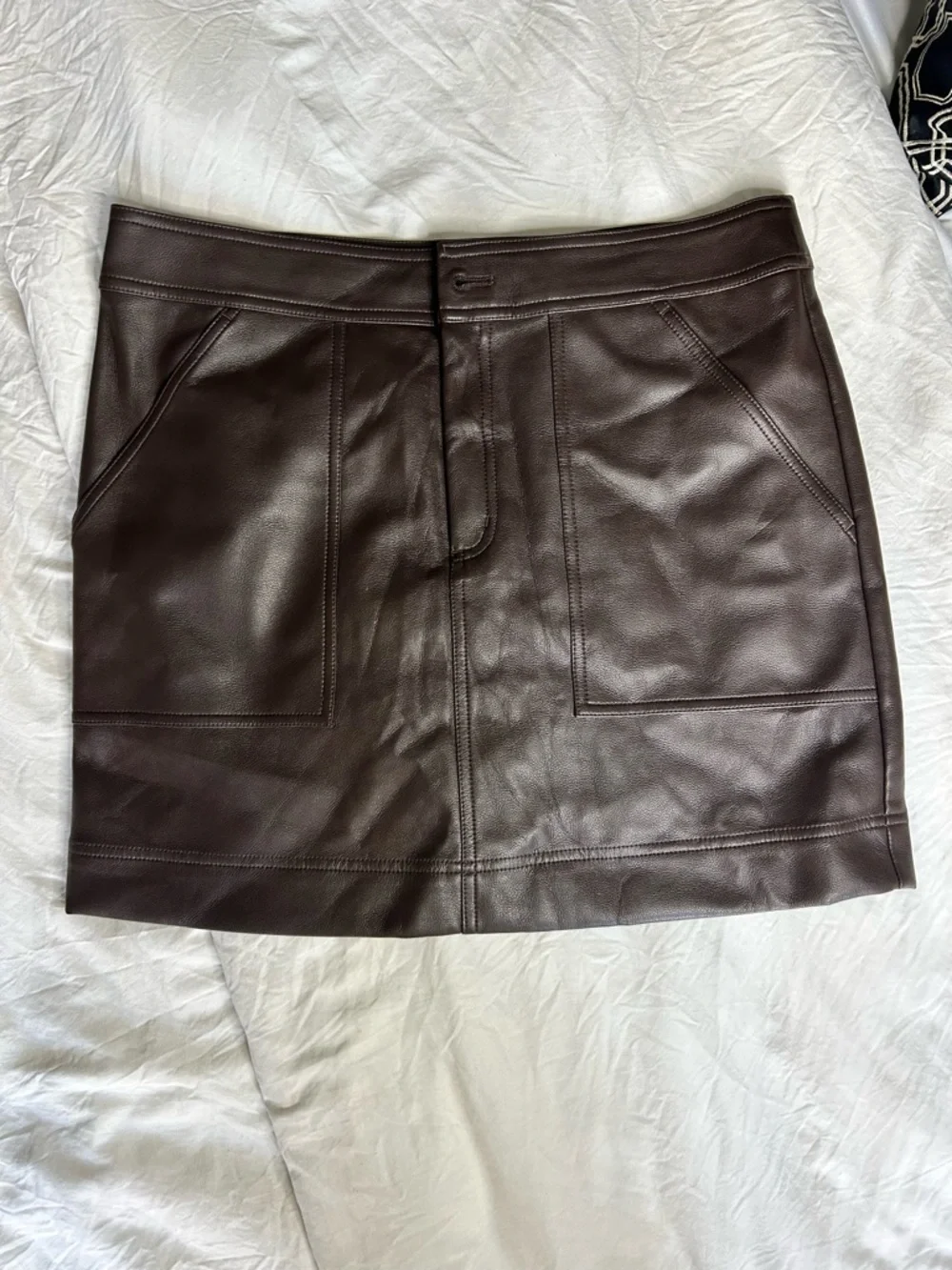 Marie Oliver Dark Brown Faux Leather Mini Skirt - Picture 3 of 8
